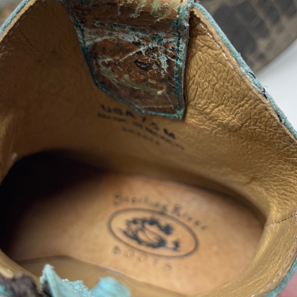 Sterling River Turquoise and Metallic Western Cowboy Boots - Picture 10 of 11